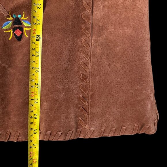 Vintage Bob Mackie Wearable Art Suede Leather Fringe Jacket Embroidered Bugs 1XL - Picture 8 of 8